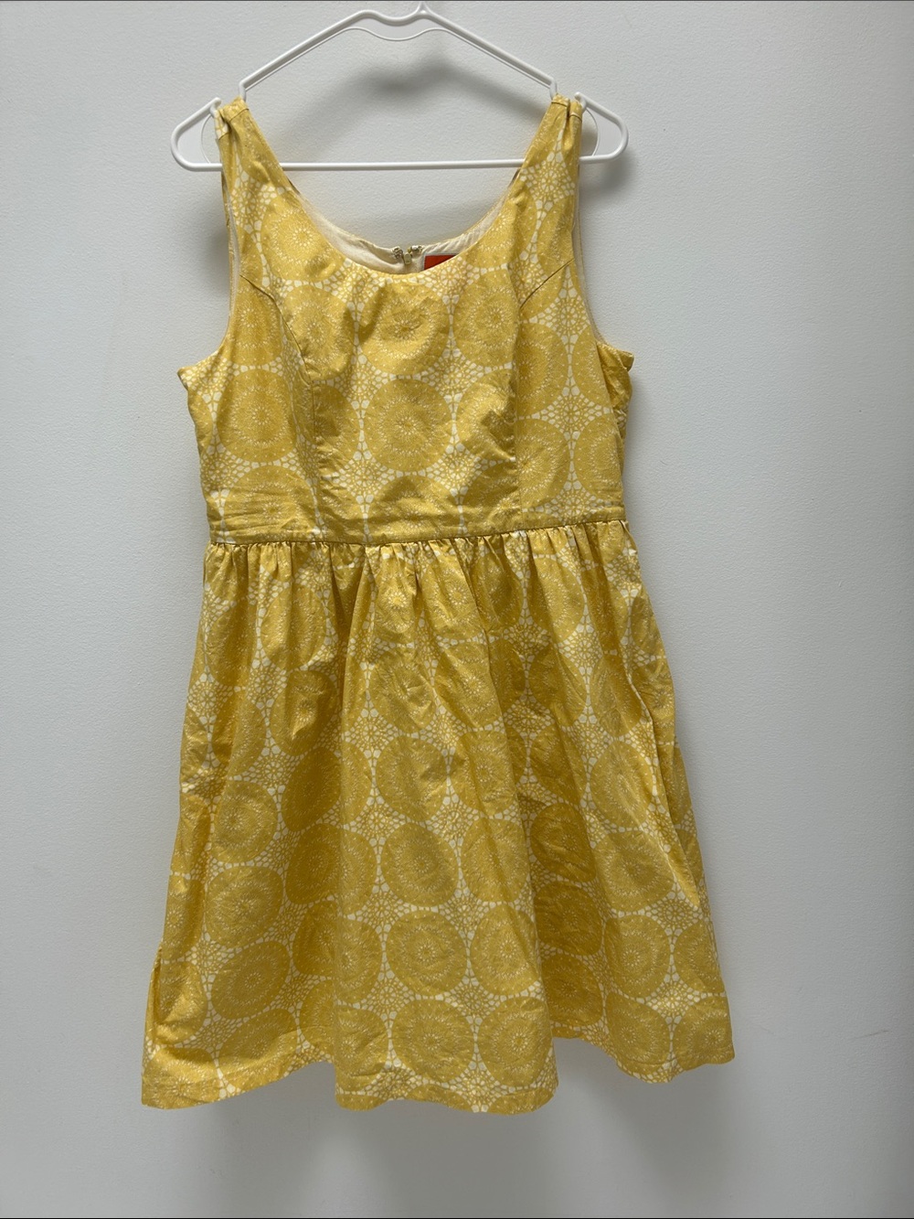 Modcloth Yellow Circle Print 100% Cotton Size Large Dress